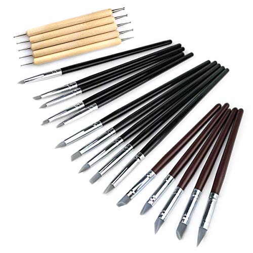 20Pcs Silicone Clay Sculpting Tool Clay Shaping Modeling Wipe Out Tools (20 Count)