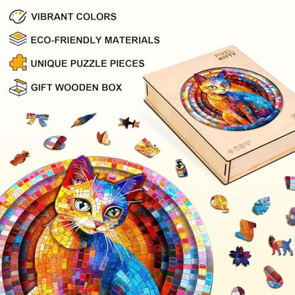 Pixel Cat Puzzles Adults Gifts Wooden 200 Pieces 11.4 * 11in