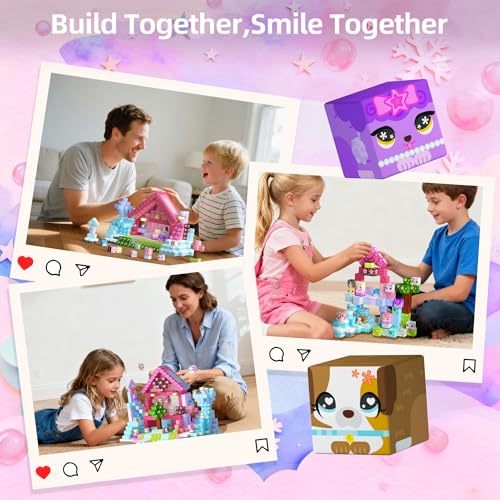 Magnetic Blocks 100PCS Kids Pink Princess Castle Building Blocks