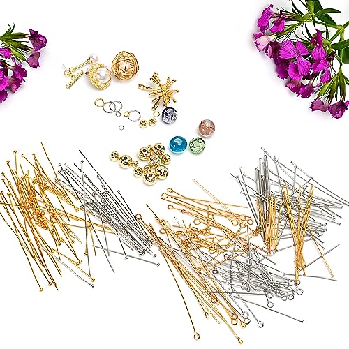 260pcs 18K Gold Filled Eye Pins Non Tarnish Craft Earring Bracelet Jewelry Making Accessories Supplies (260 Count)