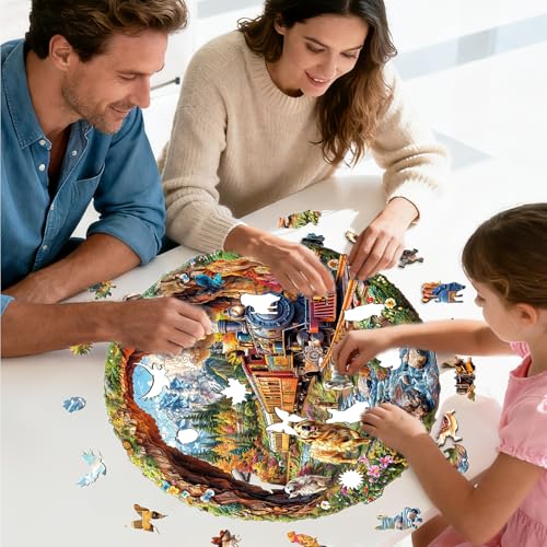 Wooden Puzzles Adults Dogs Racing Trains Jigsaw 17.3 * 17in (450 Count)