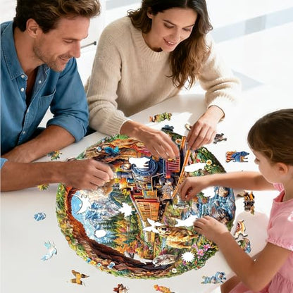Wooden Puzzles Adults Dogs Racing Trains Jigsaw 17.3 * 17in (450 Count)