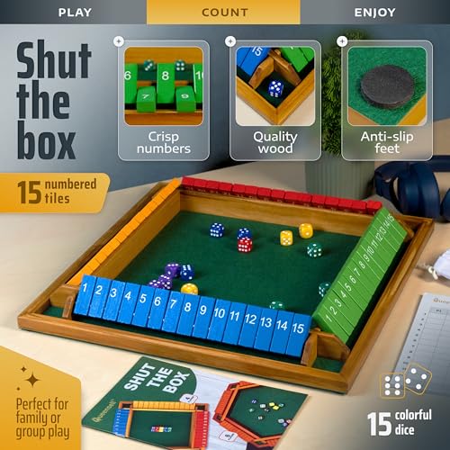 Shut The Box Game Wooden Board for 4 Players