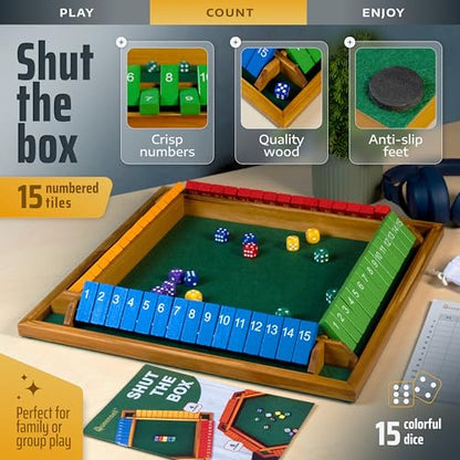 Shut The Box Game Wooden Board for 4 Players
