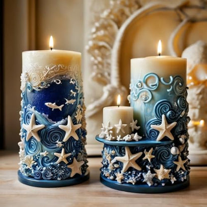 Starfish Shell Cylindrical Candle Mold