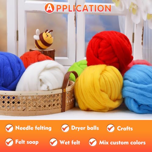 3.53oz Needle Felting Wool Roving Wool for Felting Wool Felting Supplies (3.5 Ounce)