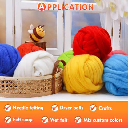 3.53oz Needle Felting Wool Roving Wool for Felting Wool Felting Supplies (3.5 Ounce)