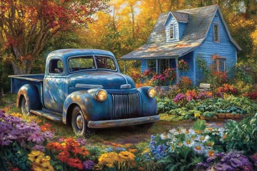 14ct Counted Cross Stitch Kits for Adults Car Garden House Printed Stamped Cross Stitch Patterns Kits Cross Stitch Supplies