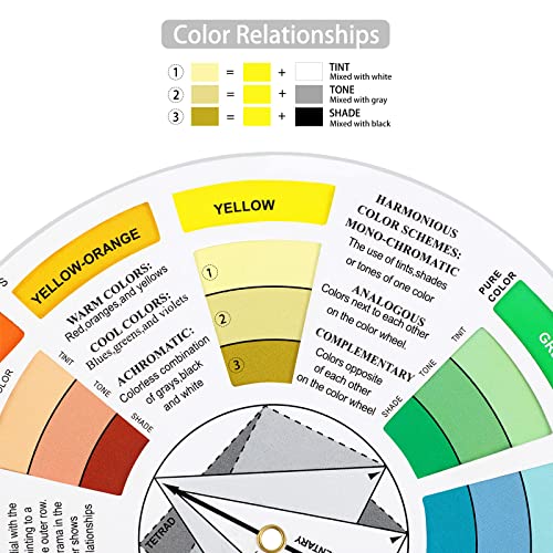 10 Pieces Color Paint Wheel Chart for Artist Kids Paint Mixing Learning Guide Art Class Teaching Tool Color Harmony Wheels for Makeup Blending Board Colorful Mixed Guide (10 Count)