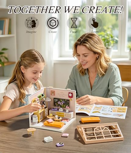 Modern Living Room DIY Miniature House Kit with Roof & LED Light