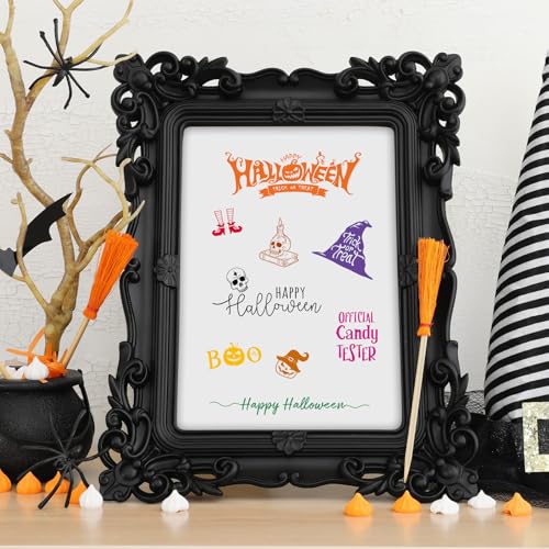 4 Sheets Halloween Clear Stamps Greeting Words Pumpkin Bat Silicone Transparent Stamps Happy Halloween Stamp Cards for DIY Crafts Card Making Scrapbooking Embossing Album Decor (4 Count)