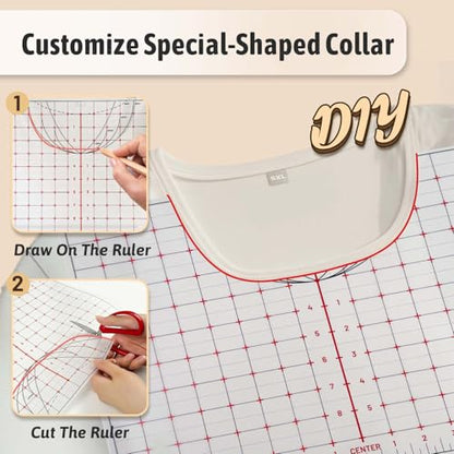 Heat Transfer Paper Supplies 16" Large Cuttable Alignment Ruler Reusable Direct Heat Resistant Tshirt Ruler Guide 5 (5 Count)