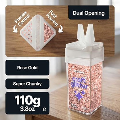Craft Glitter Shaker Rose Gold 110g Super Chunky (4.5 Ounce)