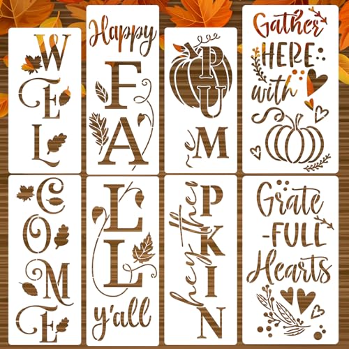 Fall Stencils for Painting on Wood Leaner Large Vertical Stencil for Porch (4 Count)