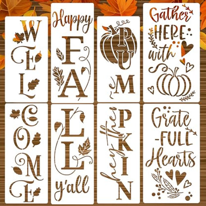 Fall Stencils for Painting on Wood Leaner Large Vertical Stencil for Porch (4 Count)