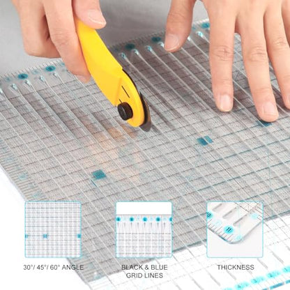 Acrylic Quilting Ruler 11.5" x 10.5" for Precise Fabric Cutting Quilt Rulers Quilting Sewing Tools Slotted Rulers