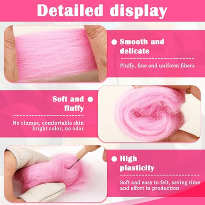 1.76oz Pink Natural Wool Roving