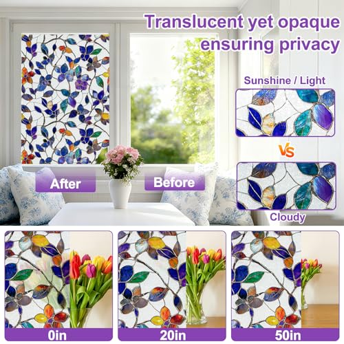 Window Privacy Film Stained Glass Window Film Frosted Window Film Window clings Non (13.7 Sq Ft)