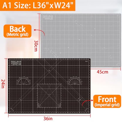 Self Healing Cutting Mat A1 24"x 36" Double Sided Black Mat