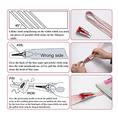 5pcs Bias Tape Makers Set Fabric Tape Maker Tool Set DIY Sewing Quilting Bias Binding Maker 6MM