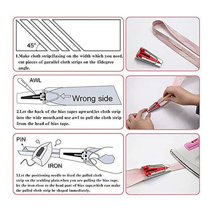 5pcs Bias Tape Makers Set Fabric Tape Maker Tool Set DIY Sewing Quilting Bias Binding Maker 6MM