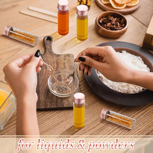 100 Pcs Small Clear Vials Spice Mini Jars with Lids Mini Glass Bottles with Screw Aluminum Metal Caps Tiny Jars Sample Containers for Powder Cream Cosmetic Jewelry Wedding (100 Count)