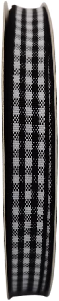 Buffalo Check Ribbon Black and White Gingham Ribbon 25 Yards for Crafts (3/8", Black) - Crafty Corner