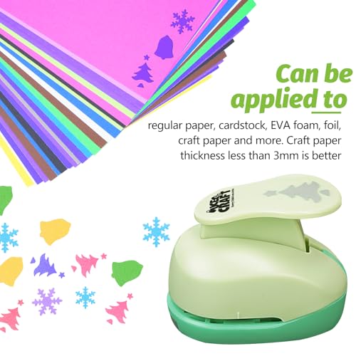 Hole Punch 1 Inch Craft Christmas Snowflakes Bells Shapes with 30PCS Paper (33 Count)