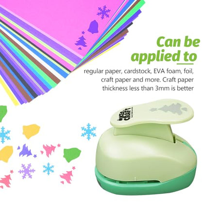 Hole Punch 1 Inch Craft Christmas Snowflakes Bells Shapes with 30PCS Paper (33 Count)
