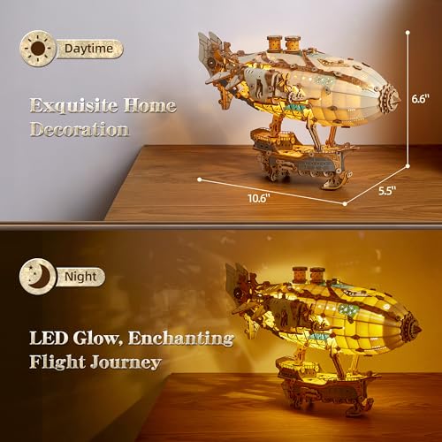 LED 3D Wood Puzzle Fantasy Airship Model (473 Count)