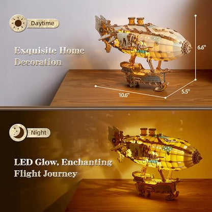 LED 3D Wood Puzzle Fantasy Airship Model (473 Count)