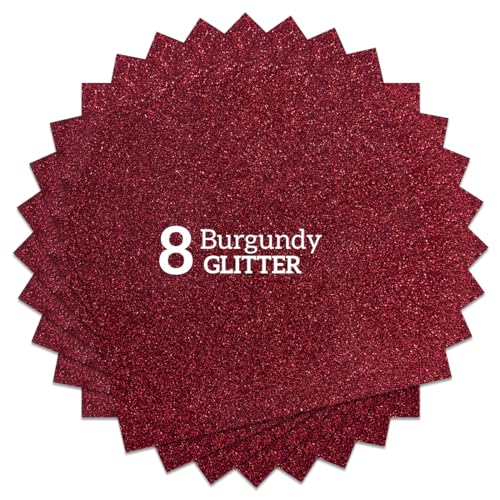 Wine Red Glitter HTV Heat Transfer Vinyl Bundle 8 sheets