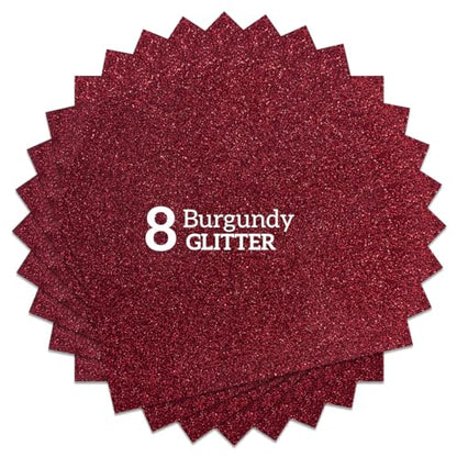 Wine Red Glitter HTV Heat Transfer Vinyl Bundle 8 sheets