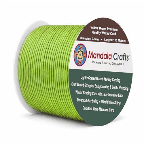 0.5mm Yellow Green Waxed Cord