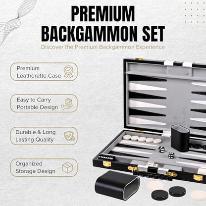 Premium Backgammon 15" Medium Black