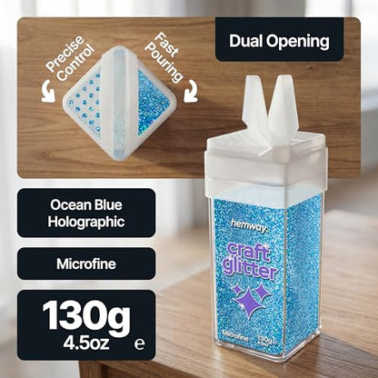 Craft Glitter Shaker Ocean Blue Holographic 130g Microfine (4.58562 Ounce)