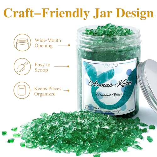 Light Green Crushed Glass for Resin Art & Crafts