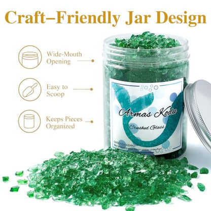 Light Green Crushed Glass for Resin Art & Crafts