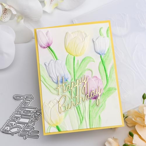 3D Flowers Theme Plastic Embossing Folders Tulip for DIY Scrapbooking Photo Album Card Paper Craft Decoration for Card Making