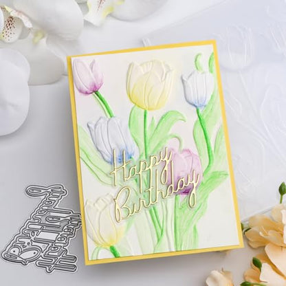3D Flowers Theme Plastic Embossing Folders Tulip for DIY Scrapbooking Photo Album Card Paper Craft Decoration for Card Making
