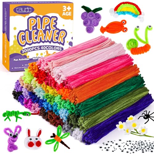3000 Pieces Colorful Craft Pipe Cleaners Bulk (3000 Count)