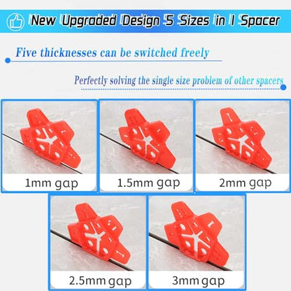Tile Spacers 300pcs Reusable Multi Size Horseshoe U Shape Plastic Shims Upgraded 5 Sizes in 1 Spacer Tile Cross Spacer Floor Tile Leveling (300 Count)