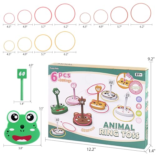 Animal Ring Toss Game Toy Set Kid Yard Outdoor Party Camp Toddler Ages 3 (42 Count)