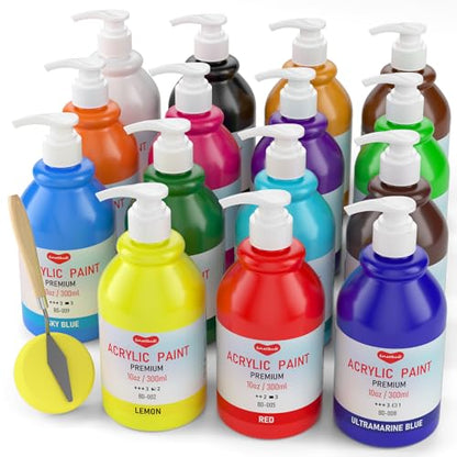 15 Colors Large Bulk Acrylic Paint Set 10 oz (150 Fl Oz)