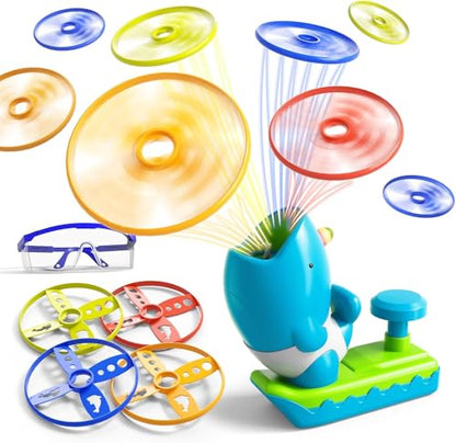 12 PCS Flying Disc Launcher Outdoor Indoor Game Toys Gifts for 3 4 5 6 7 Year Old Boys Kids (15 Count)