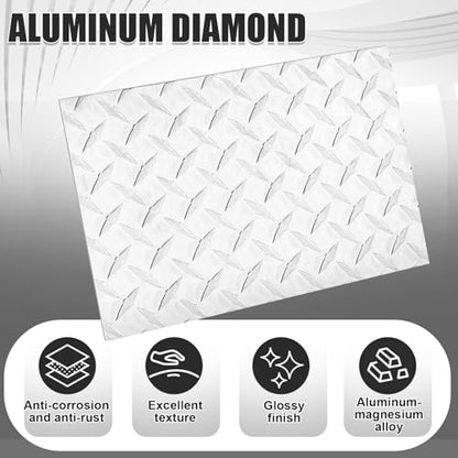 12" x 16" Aluminum Diamond Plate Sheet 0.08 Inch Thick Tread Metal Panel for Toolbox