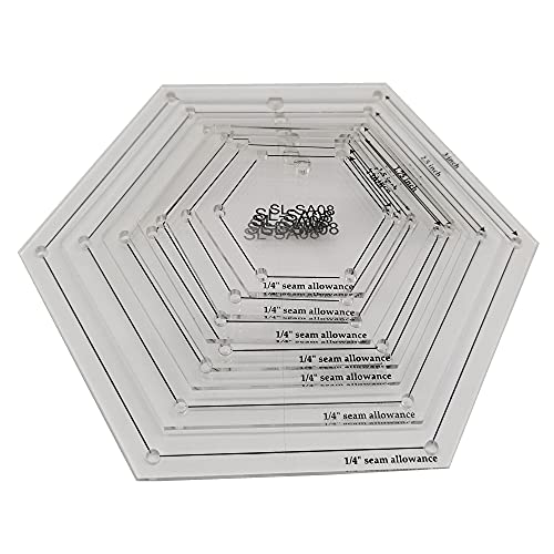 1 4" Seam Allowance Hexagon Template Set for Quilting 8 Size Sewing Rulers