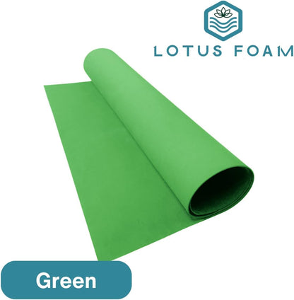 LotusFoam Large 3mm EVA Foam Sheet - 44"x 85" High Density Foam 130 kg/m3 for Cosplay, Costumes, Crafts, Flooring, Outdoor Use - 35 Colors (Green) - Green - Crafty Corner