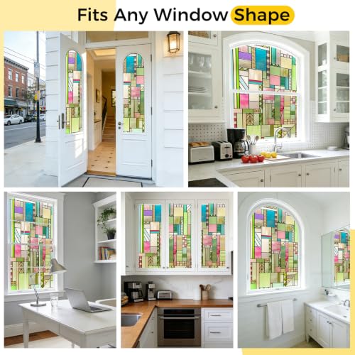 3D Stained Glass Window Privacy Film Decorative Non (1329.03 sq in)