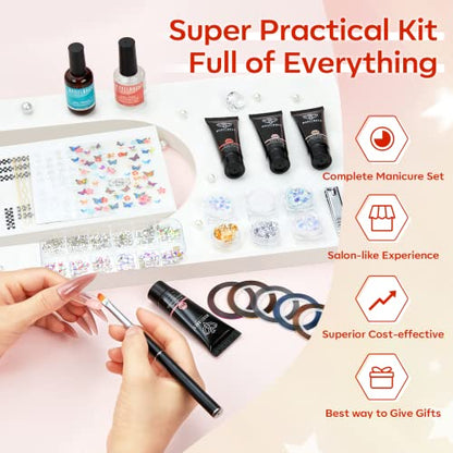 Poly Nail Gel Kit 8 Fall Colors with 48W UV